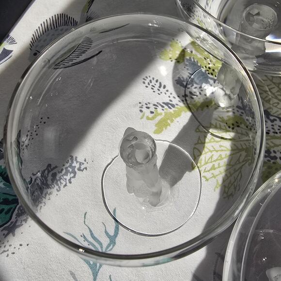 4 pc Bayel Crystal Frosted Bacchus Male Figure Champagne Glasses | See video - Picture 14 of 16